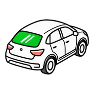 Voiture vue de trois quarts arrière, lunette arrière mise en évidence