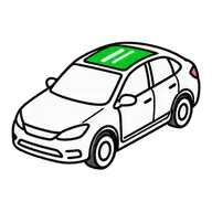 Voiture vue de dessus, toit vitré mis en évidence