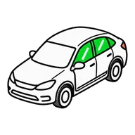 Voiture vue de profil, vitres latérales mises en évidence